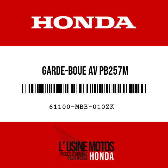 image de 61100-MBB-010ZK GARDE-BOUE AV PB257M 