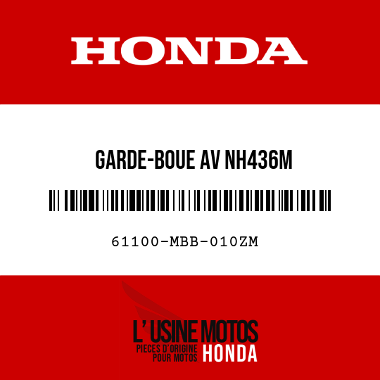 image de 61100-MBB-010ZM GARDE-BOUE AV NH436M 