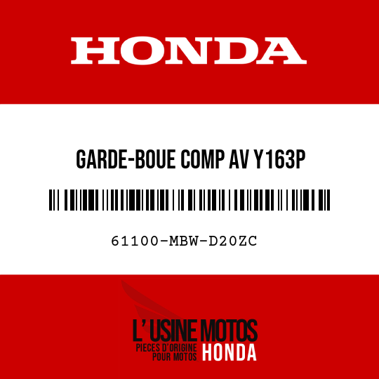 image de 61100-MBW-D20ZC GARDE-BOUE COMP AV Y163P 