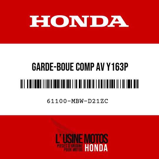 image de 61100-MBW-D21ZC GARDE-BOUE COMP AV Y163P 
