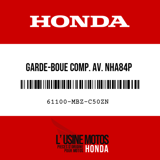 image de 61100-MBZ-C50ZN GARDE-BOUE COMP. AV. NHA84P 