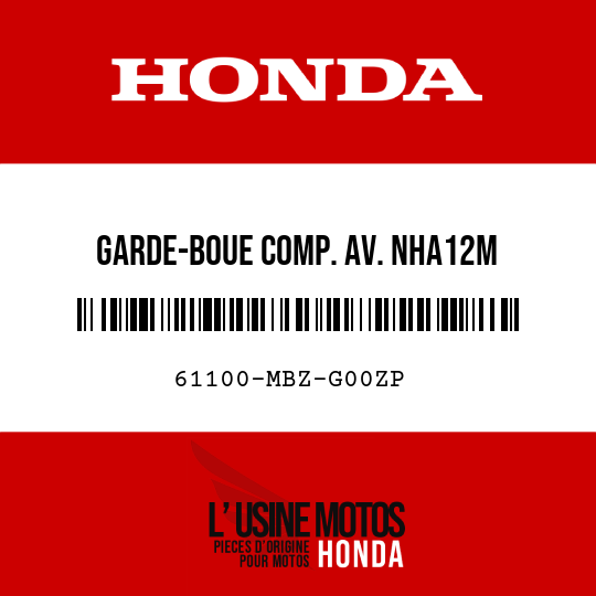 image de 61100-MBZ-G00ZP GARDE-BOUE COMP. AV. NHA12M 