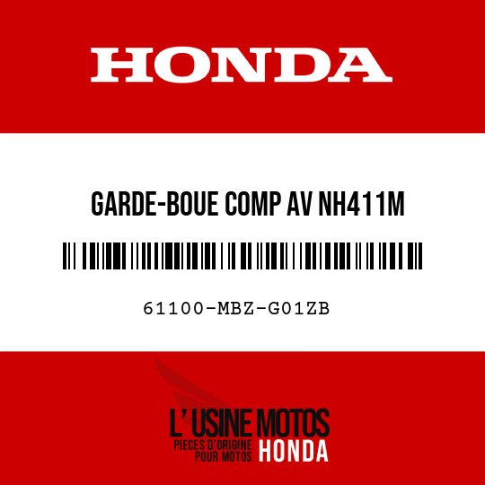 image de 61100-MBZ-G01ZB GARDE-BOUE COMP AV NH411M 