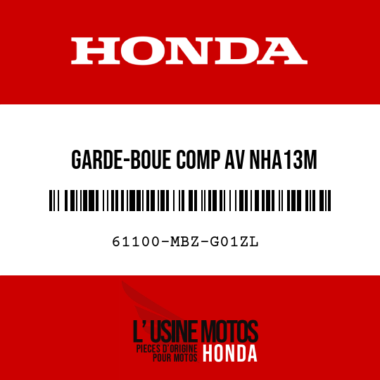image de 61100-MBZ-G01ZL GARDE-BOUE COMP AV NHA13M 