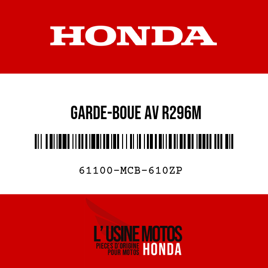 image de 61100-MCB-610ZP GARDE-BOUE AV R296M 