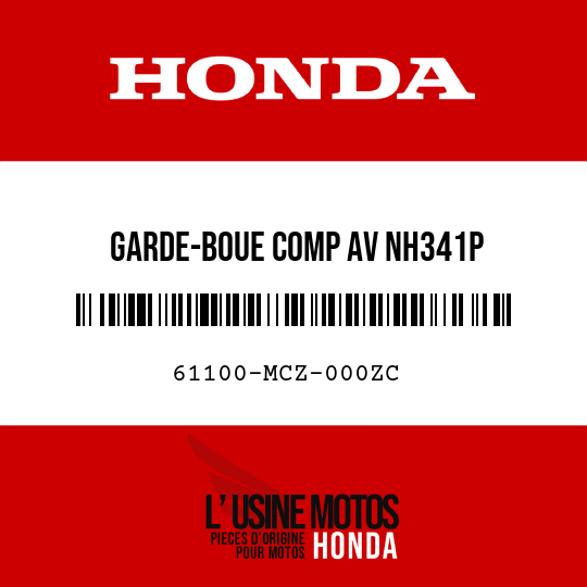 image de 61100-MCZ-000ZC GARDE-BOUE COMP AV NH341P 