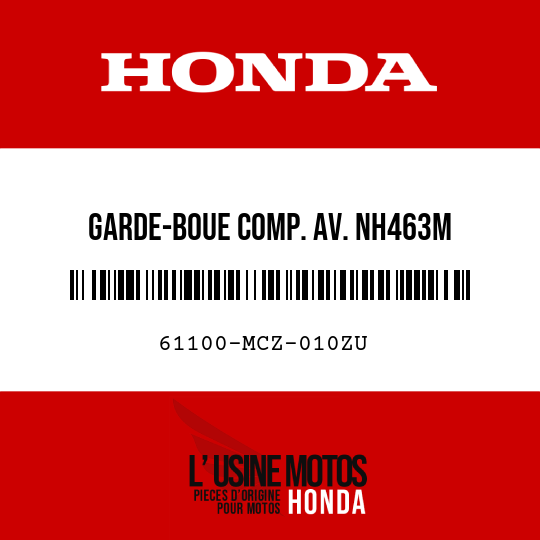 image de 61100-MCZ-010ZU GARDE-BOUE COMP. AV. NH463M 