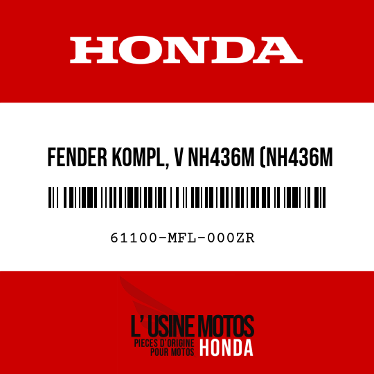 image de 61100-MFL-000ZR FENDER KOMPL, V NH436M (NH436M SCHIESSPULVER, MATTES SCHWARZ-METALLIC)