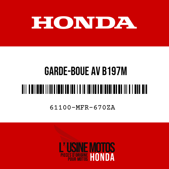 image de 61100-MFR-670ZA GARDE-BOUE AV B197M 