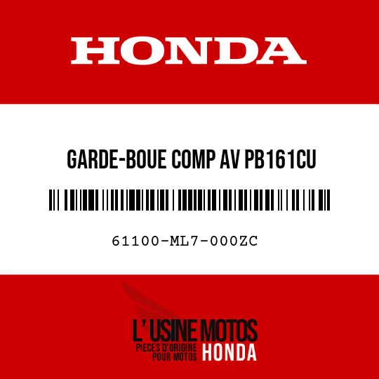 image de 61100-ML7-000ZC GARDE-BOUE COMP AV PB161CU 