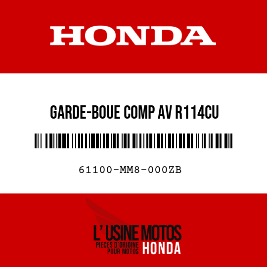 image de 61100-MM8-000ZB GARDE-BOUE COMP AV R114CU 