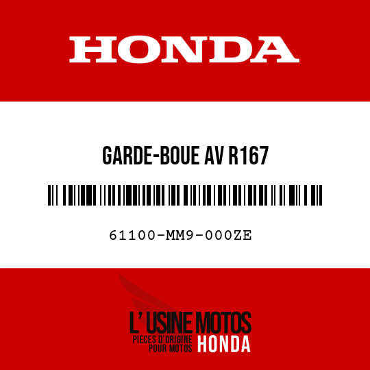 image de 61100-MM9-000ZE GARDE-BOUE AV R167 