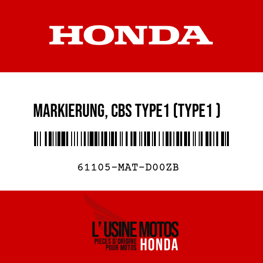 image de 61105-MAT-D00ZB MARKIERUNG, CBS TYPE1 (TYPE1 )