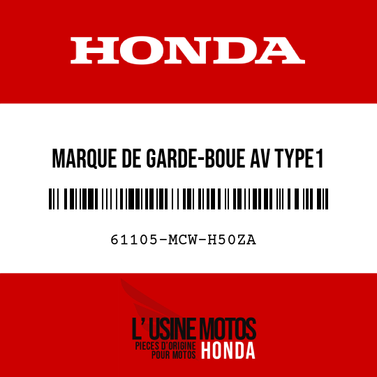 image de 61105-MCW-H50ZA MARQUE DE GARDE-BOUE AV TYPE1