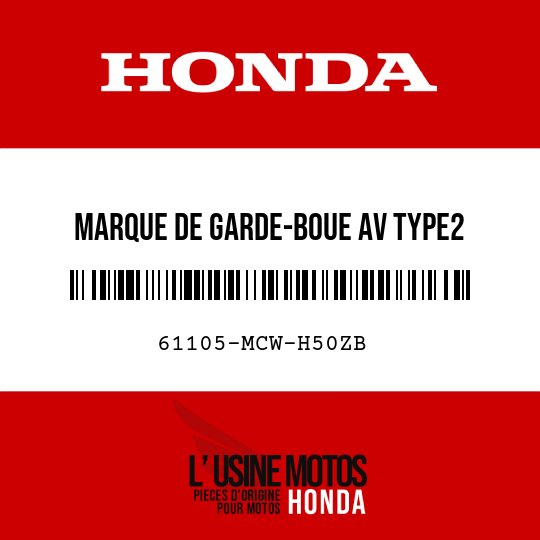 image de 61105-MCW-H50ZB MARQUE DE GARDE-BOUE AV TYPE2