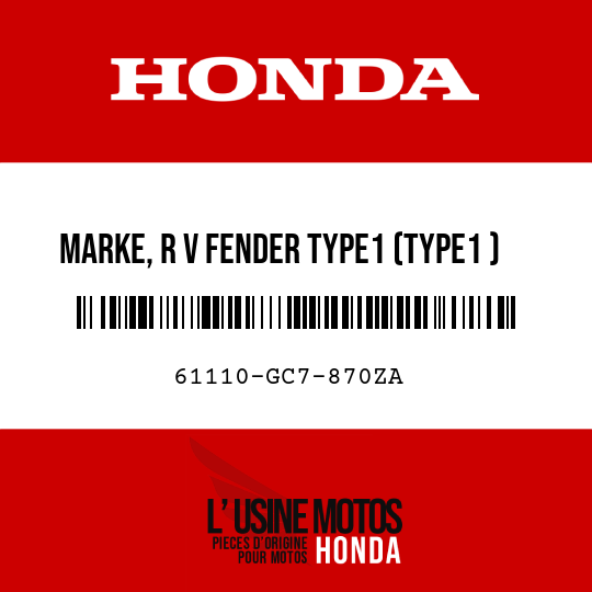 image de 61110-GC7-870ZA MARKE, R V FENDER TYPE1 (TYPE1 )