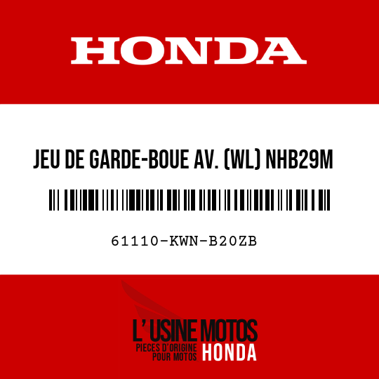 image de 61110-KWN-B20ZB JEU DE GARDE-BOUE AV. (WL) NHB29M