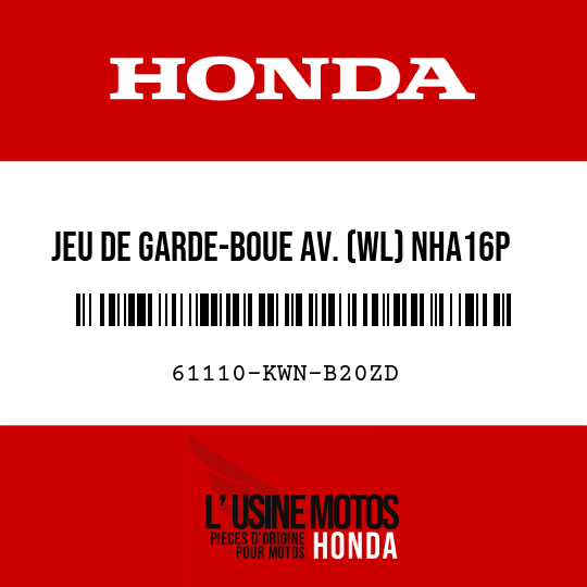 image de 61110-KWN-B20ZD JEU DE GARDE-BOUE AV. (WL) NHA16P