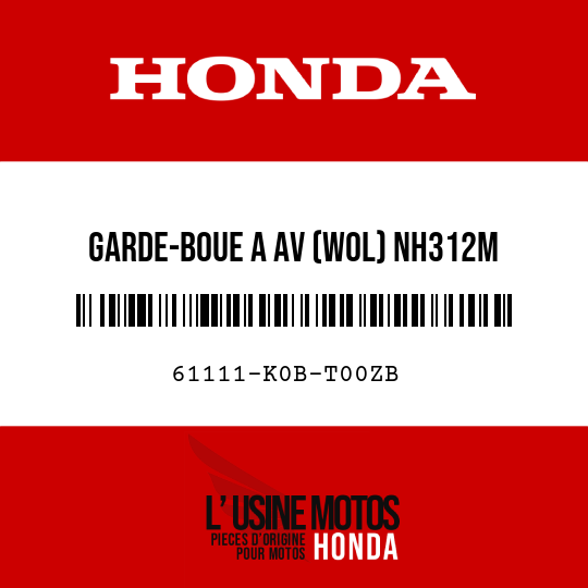 image de 61111-K0B-T00ZB GARDE-BOUE A AV (WOL) NH312M