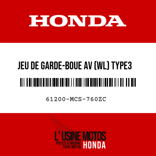 image de 61200-MCS-760ZC JEU DE GARDE-BOUE AV (WL) TYPE3 