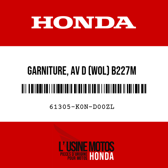 image de 61305-K0N-D00ZL GARNITURE, AV D (WOL) B227M