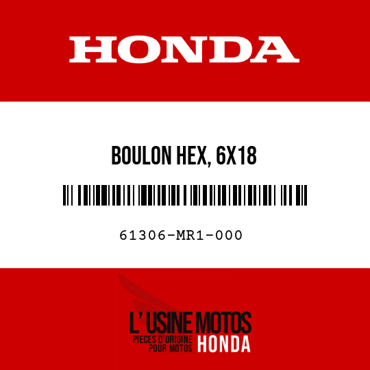 image de 61306-MR1-000 BOULON HEX, 6X18