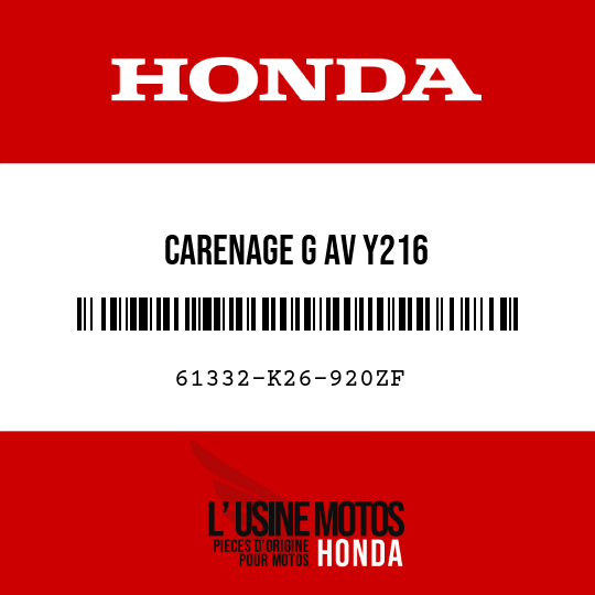 image de 61332-K26-920ZF CARENAGE G AV Y216