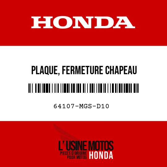 image de 64107-MGS-D10 PLAQUE, FERMETURE CHAPEAU