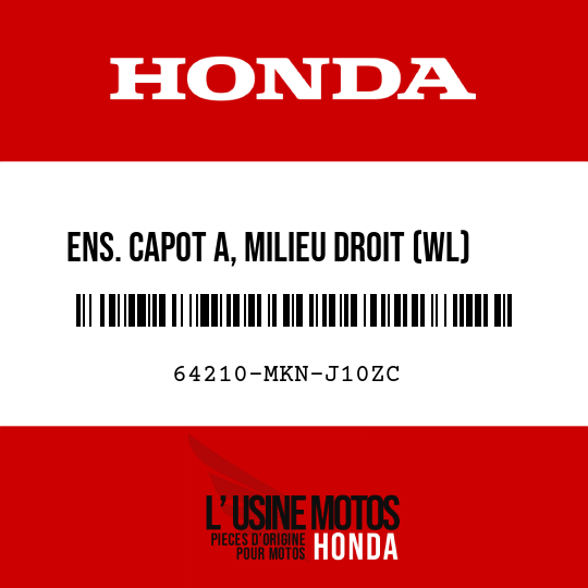image de 64210-MKN-J10ZC ENS. CAPOT A, MILIEU DROIT (WL) TYPE2 1