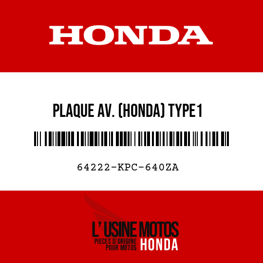 image de 64222-KPC-640ZA PLAQUE AV. (HONDA) TYPE1