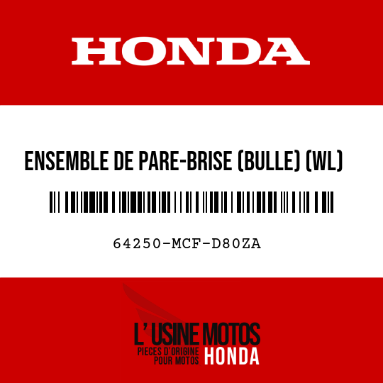 image de 64250-MCF-D80ZA ENSEMBLE DE PARE-BRISE (BULLE) (WL) TYPE1
