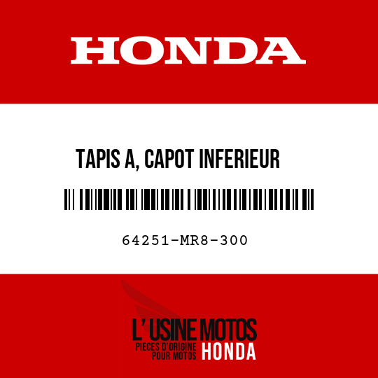 image de 64251-MR8-300 TAPIS A, CAPOT INFERIEUR