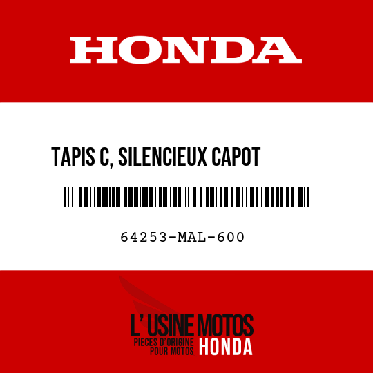 image de 64253-MAL-600 TAPIS C, SILENCIEUX CAPOT     INFERIEUR