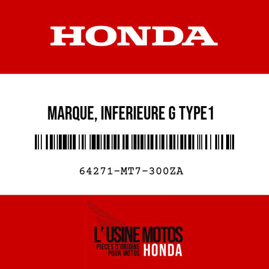 image de 64271-MT7-300ZA MARQUE, INFERIEURE G TYPE1