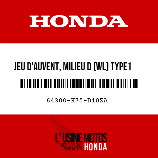 image de 64300-K75-D10ZA JEU D'AUVENT, MILIEU D (WL) TYPE1