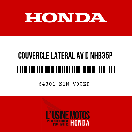 image de 64301-K1N-V00ZD COUVERCLE LATERAL AV D NHB35P