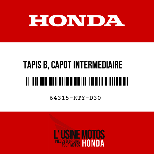 image de 64315-KTY-D30 TAPIS B, CAPOT INTERMEDIAIRE