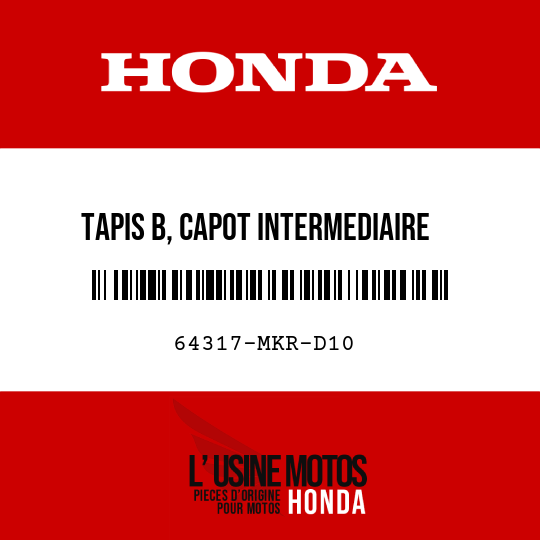 image de 64317-MKR-D10 TAPIS B, CAPOT INTERMEDIAIRE