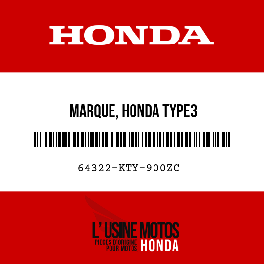 image de 64322-KTY-900ZC MARQUE, HONDA TYPE3