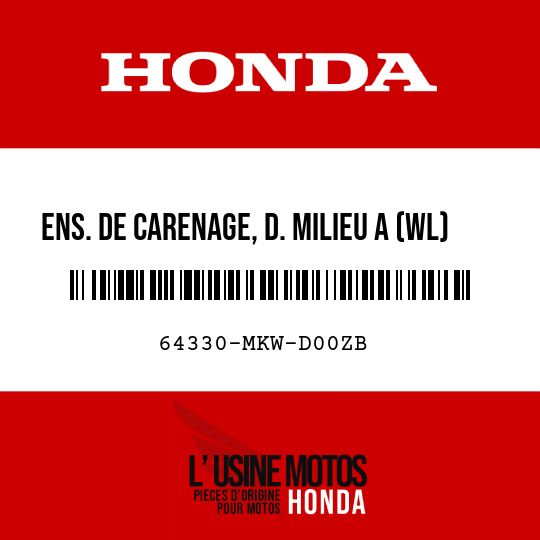 image de 64330-MKW-D00ZB ENS. DE CARENAGE, D. MILIEU A (WL) TYPE3