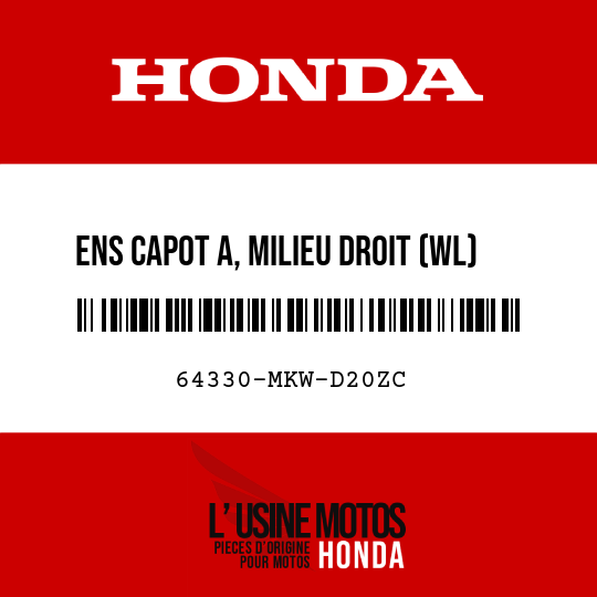 image de 64330-MKW-D20ZC ENS CAPOT A, MILIEU DROIT (WL) TYPE1