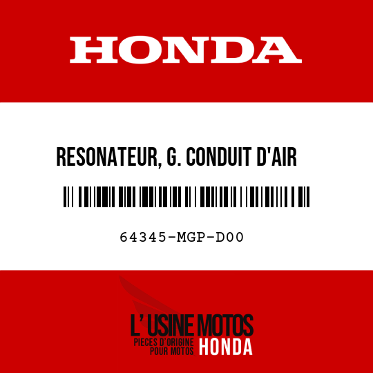 image de 64345-MGP-D00 RESONATEUR, G. CONDUIT D'AIR