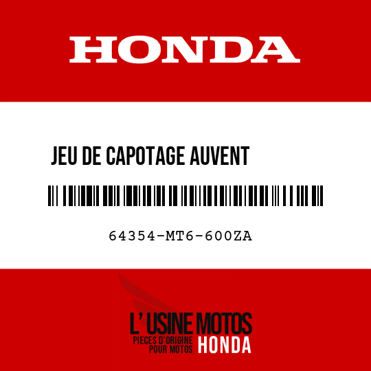 image de 64354-MT6-600ZA JEU DE CAPOTAGE AUVENT        INFERIEUR G (WL) NH193P/TYPE1 