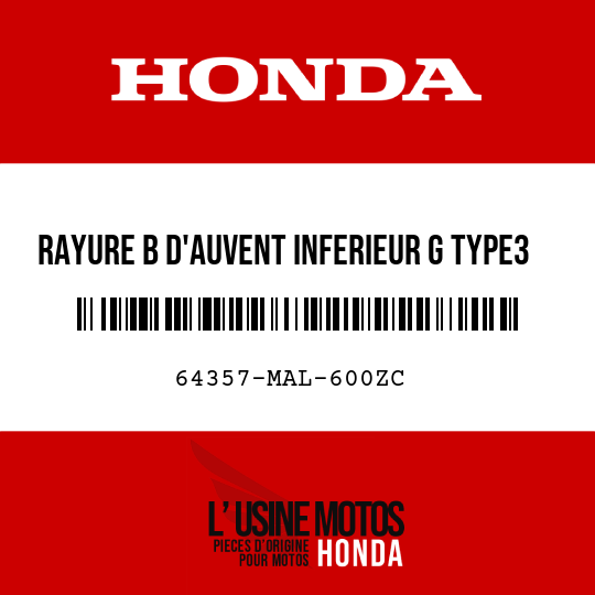 image de 64357-MAL-600ZC RAYURE B D'AUVENT INFERIEUR G TYPE3 