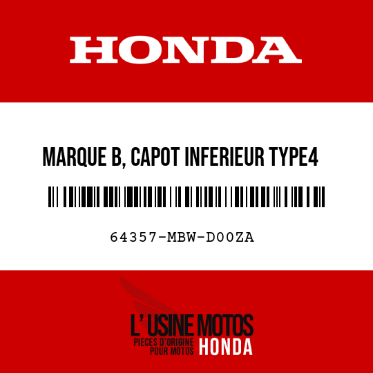 image de 64357-MBW-D00ZA MARQUE B, CAPOT INFERIEUR TYPE4 