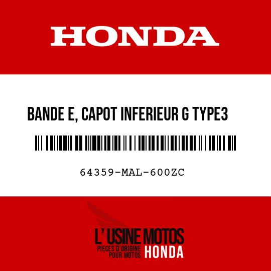 image de 64359-MAL-600ZC BANDE E, CAPOT INFERIEUR G TYPE3 