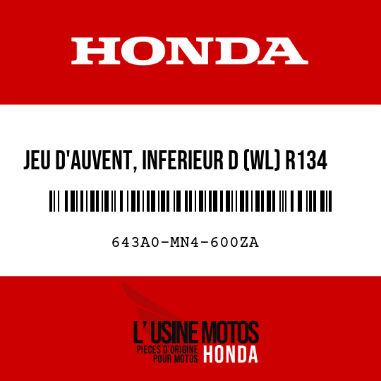 image de 643A0-MN4-600ZA JEU D'AUVENT, INFERIEUR D (WL) R134 