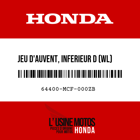 image de 64400-MCF-000ZB JEU D'AUVENT, INFERIEUR D (WL) TYPE1