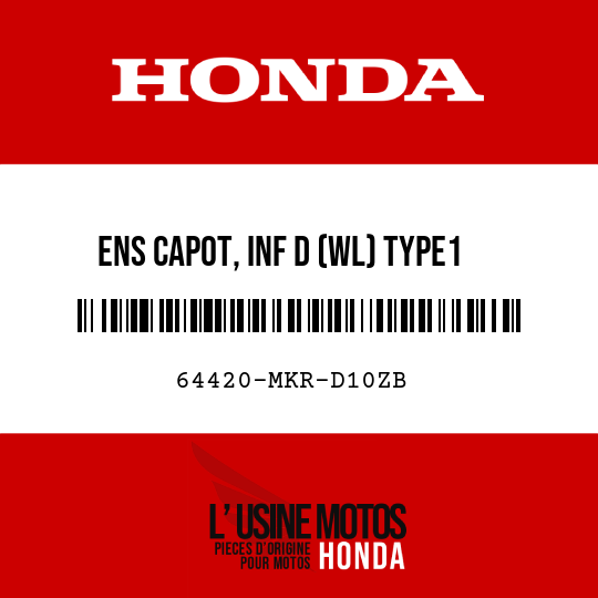 image de 64420-MKR-D10ZB ENS CAPOT, INF D (WL) TYPE1