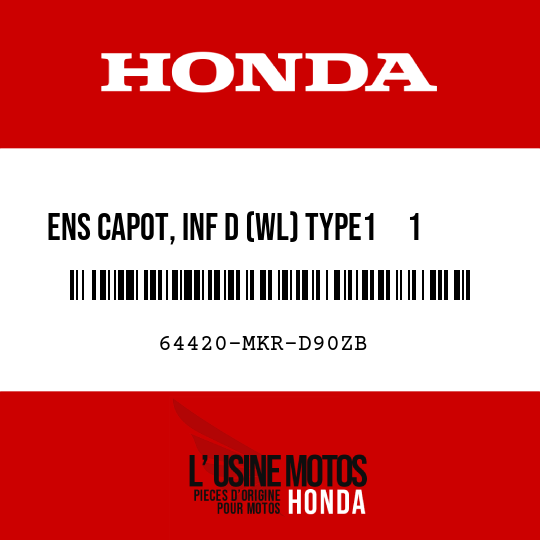 image de 64420-MKR-D90ZB ENS CAPOT, INF D (WL) TYPE1     1